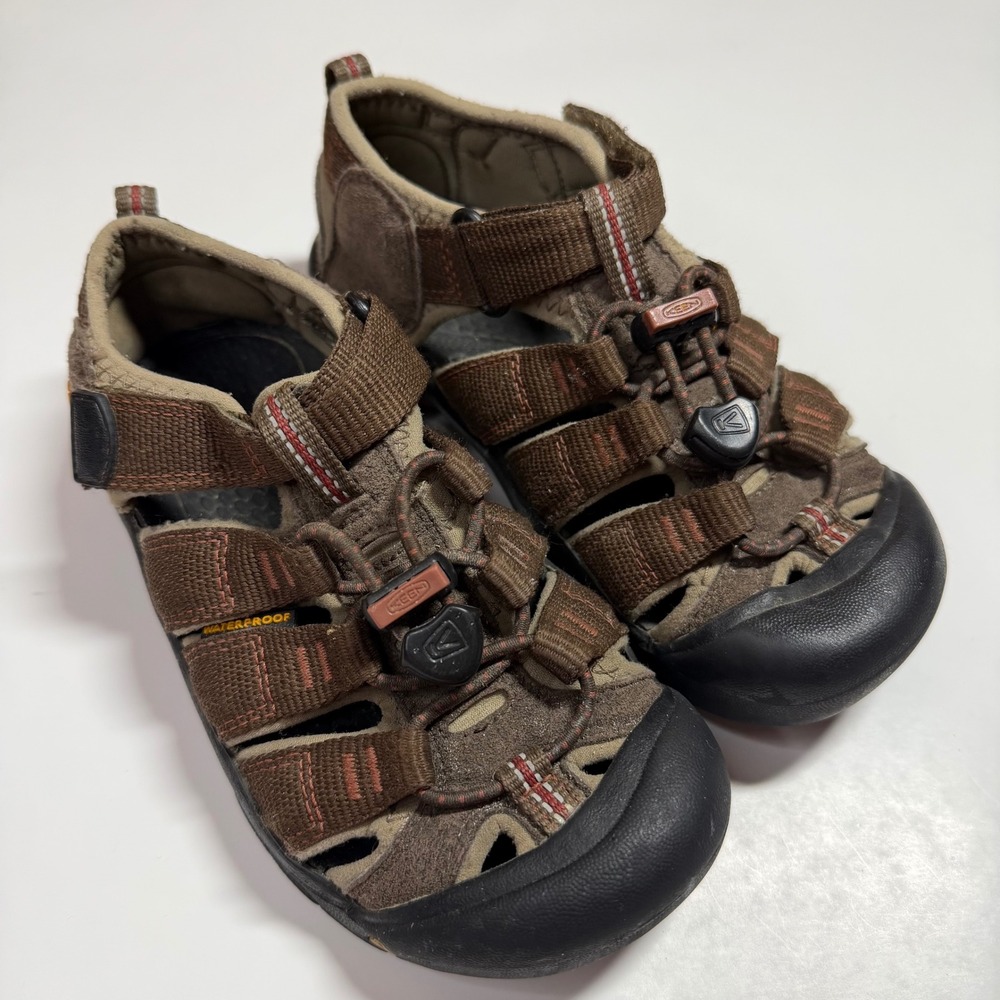 Keen Newport H2 Kids Waterproof Sandals Brown Red Bungee Strap Size 13 US